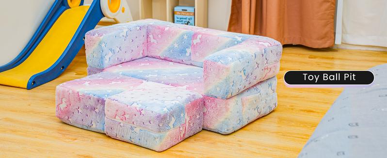 Lamerge Modular Play Couch,Glow in The Dark Play Couch Kids Couch,Nugget Couch ,Convertible Children Fold Out Play Foam for kid 3+ years old excellent gift for Christmas and New Year Lounge Sofa Fun Furniture, Valentine gifts for kids