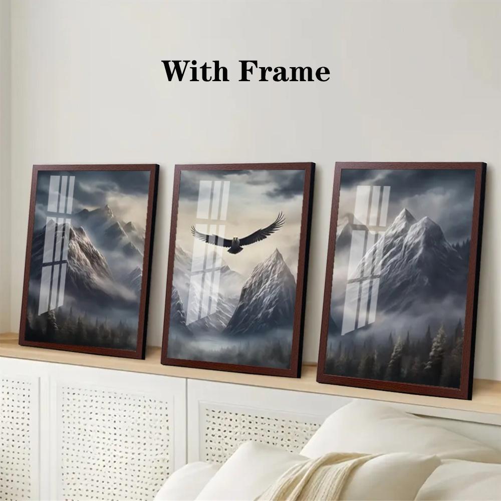 3-Piece Optional Wooden Frame Fantasy Game Theme Dragon Skyrim Background Art Canvas Poster Premium Thick Canvas Micro-spray Flat Surface Moisture-proof Living Room Modular Decor