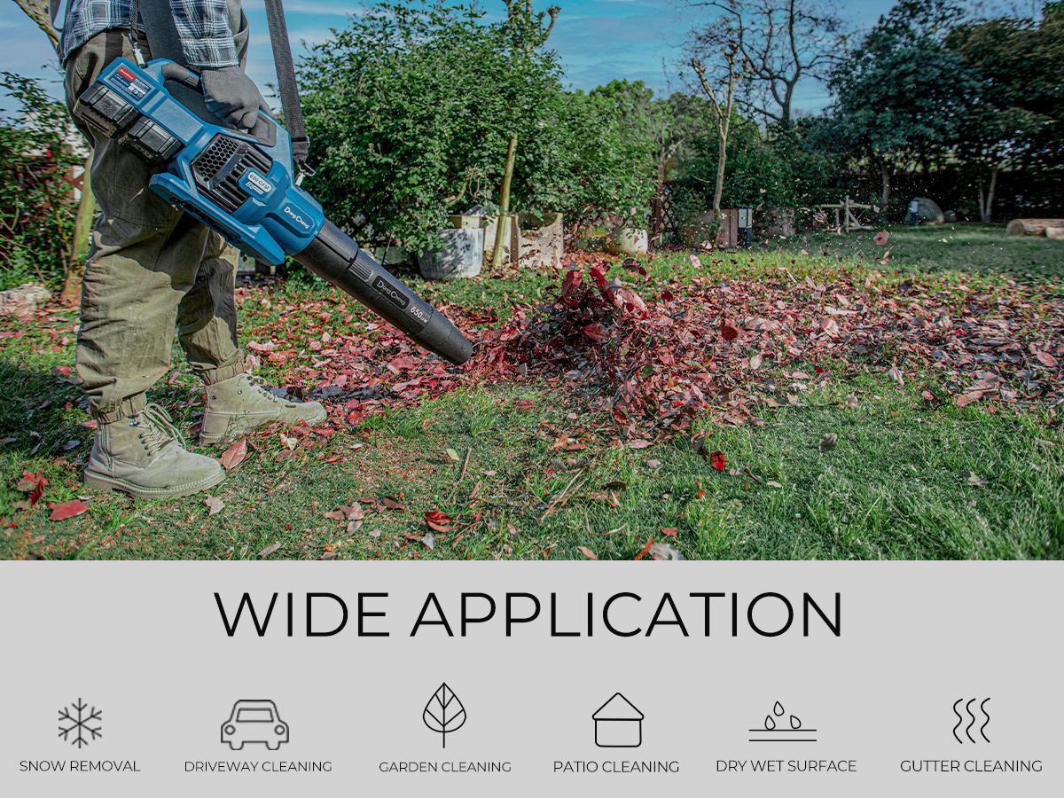 【5-year warranty】DongCheng 650 CFM Cordless Leaf Blower, 40V Battery Powered Blower with 2 * 4.0Ah Batteries & Charger, High-Efficiency Brushless Motor for Sidewalks, Driveways, Town Care, Blowing Leaves and Snow Heavy Duty