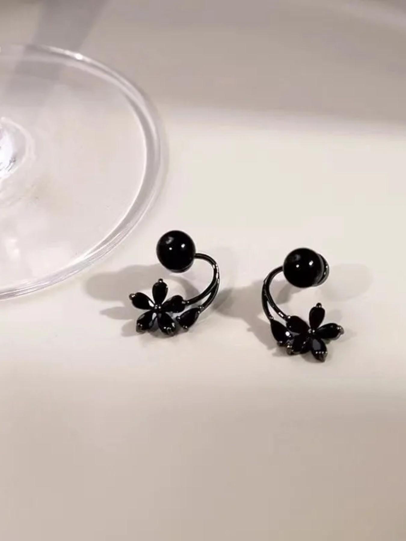 Elegant Tulip U-Shaped Earrings, Sparkling Cubic Zirconia Accents, Hypoallergenic Design for Daily and Special Occasions