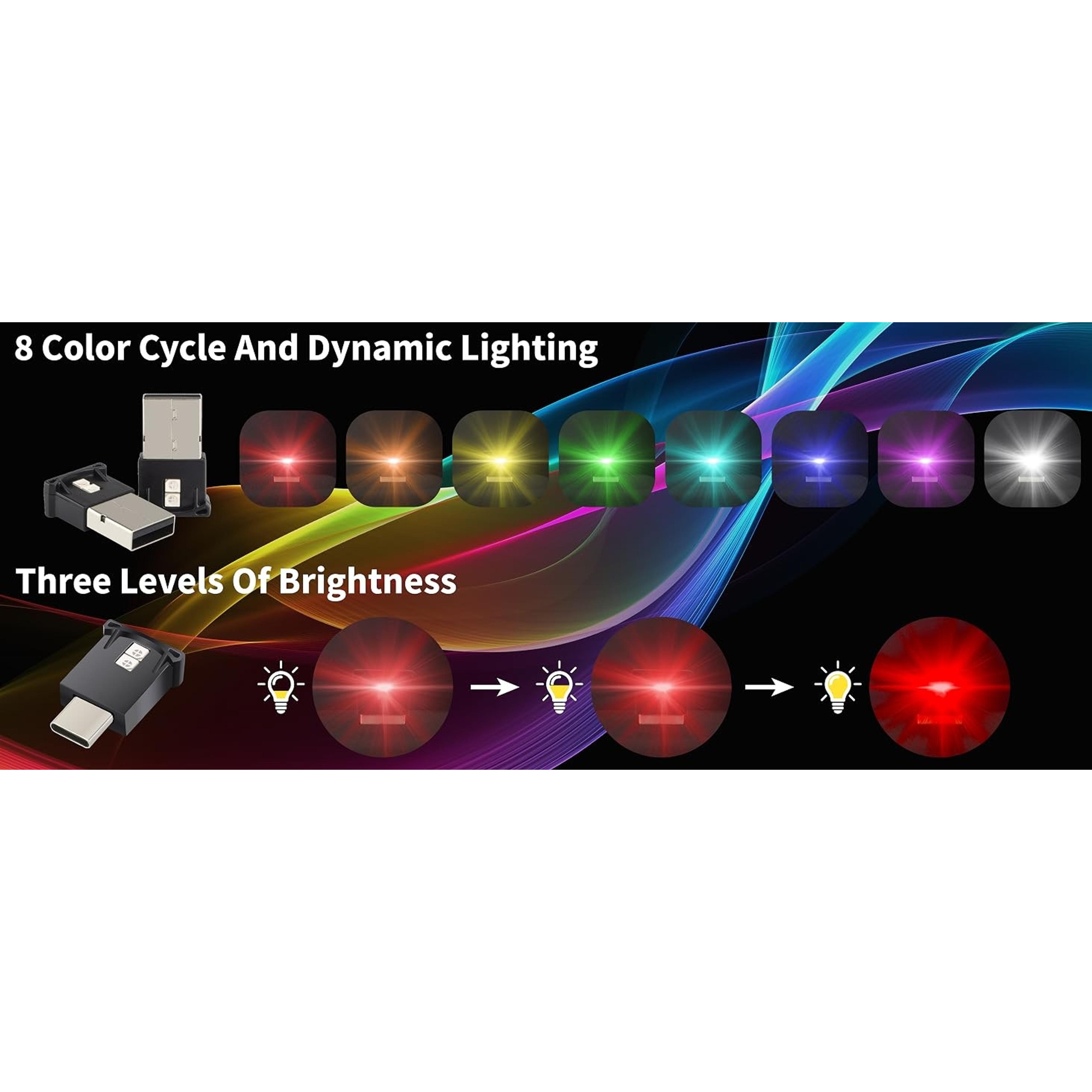 Mini USB LED Light - DC 5V Intelligent Interior Atmosphere Lamp, Plug-in, Adjustable Brightness, for Car, Laptop Keyboard, Home Office (Type C)Gift