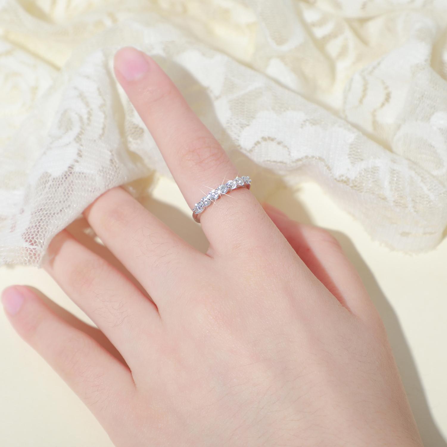 【#R33】UCCIYO D Color Synthetic Moissanite Rings For Women 7 Stones Ring 925 Sterling Silver Daily Jewelry Gift