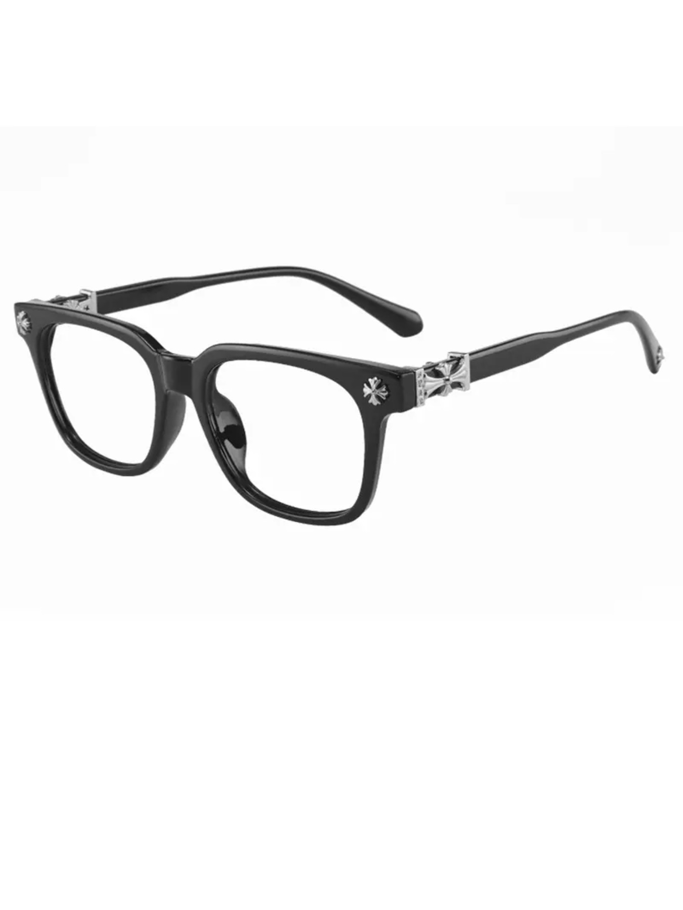 Fashion Metal Square Frame Flat Light Lens Outdoor Versatile Anti-Blue Light Stylish Protective Glasses, Casual Style, All Seasons, Solid Color Design