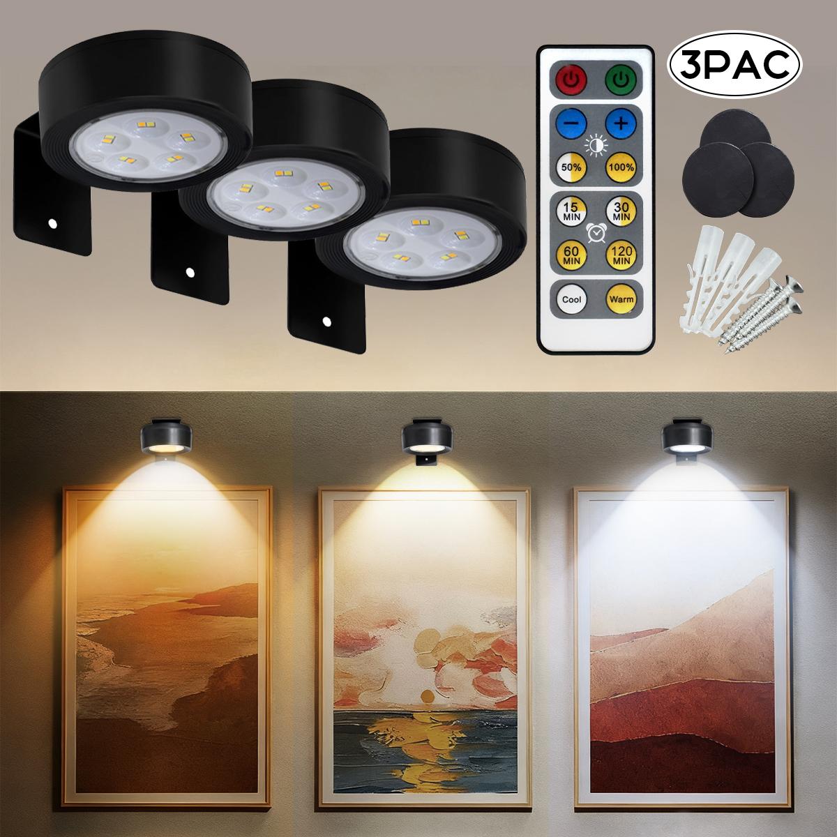 Wireless LED Wall Light Art Display Lamp, Remote Dimming and Timer, Light Dimmable, 3 Lighting Modes, Frame Art Portrait, Picture Frame Light, Ceiling Decorative Disk Lamp