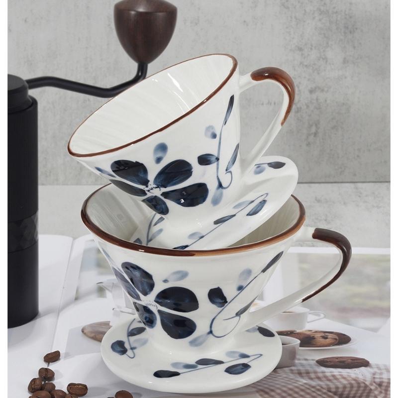 Ceramic V60 Cone Hand Brew Coffee Set Coffee Filter Cup, Hand Painted Japanese Filter Cup Drip Filter