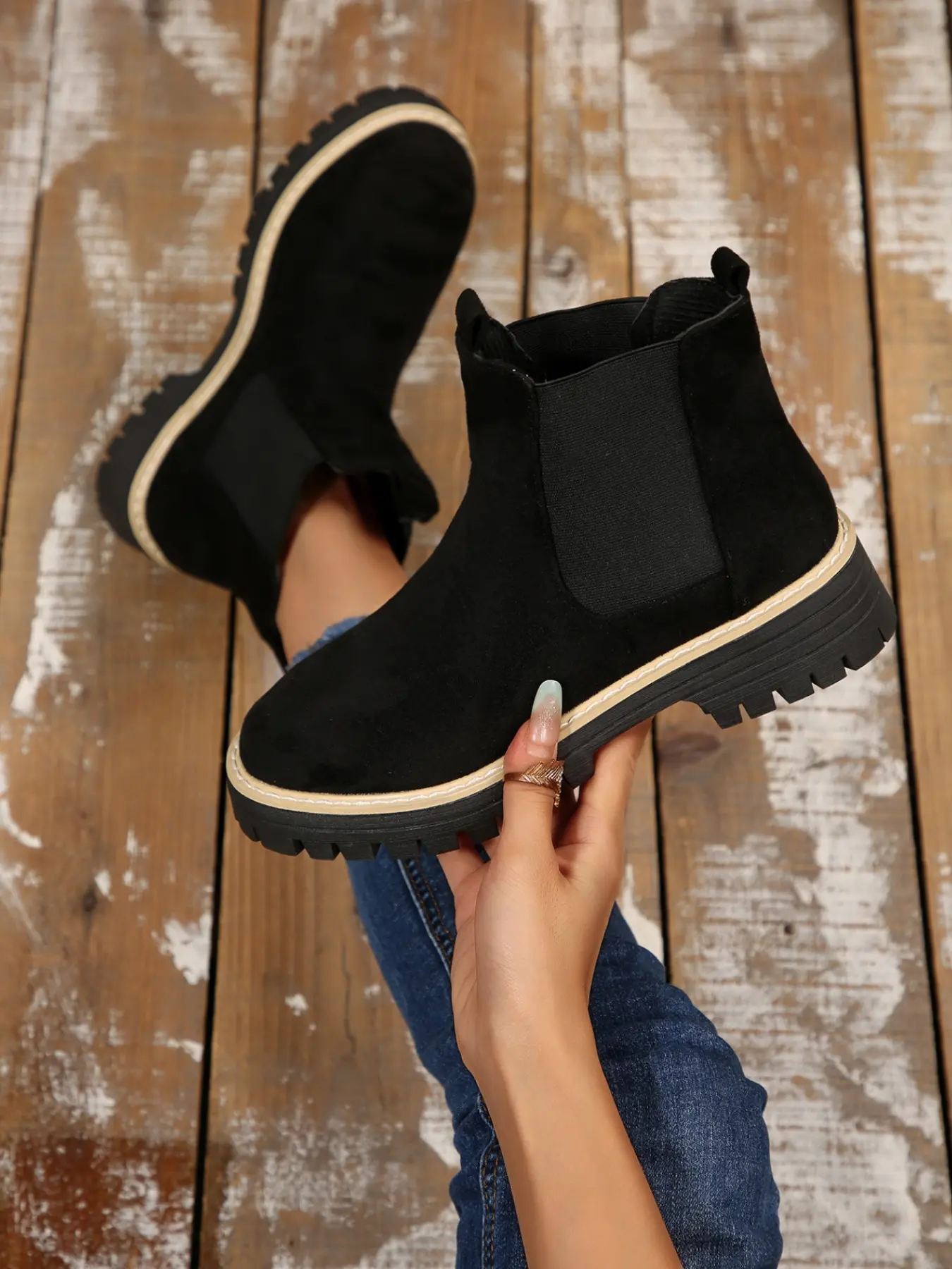 Women's Mid Heel Chelsea Boots, Comfortable Rubber Sole, Casual Fashion Shoes for Various Occasions, Stylish Ladies Footwear
