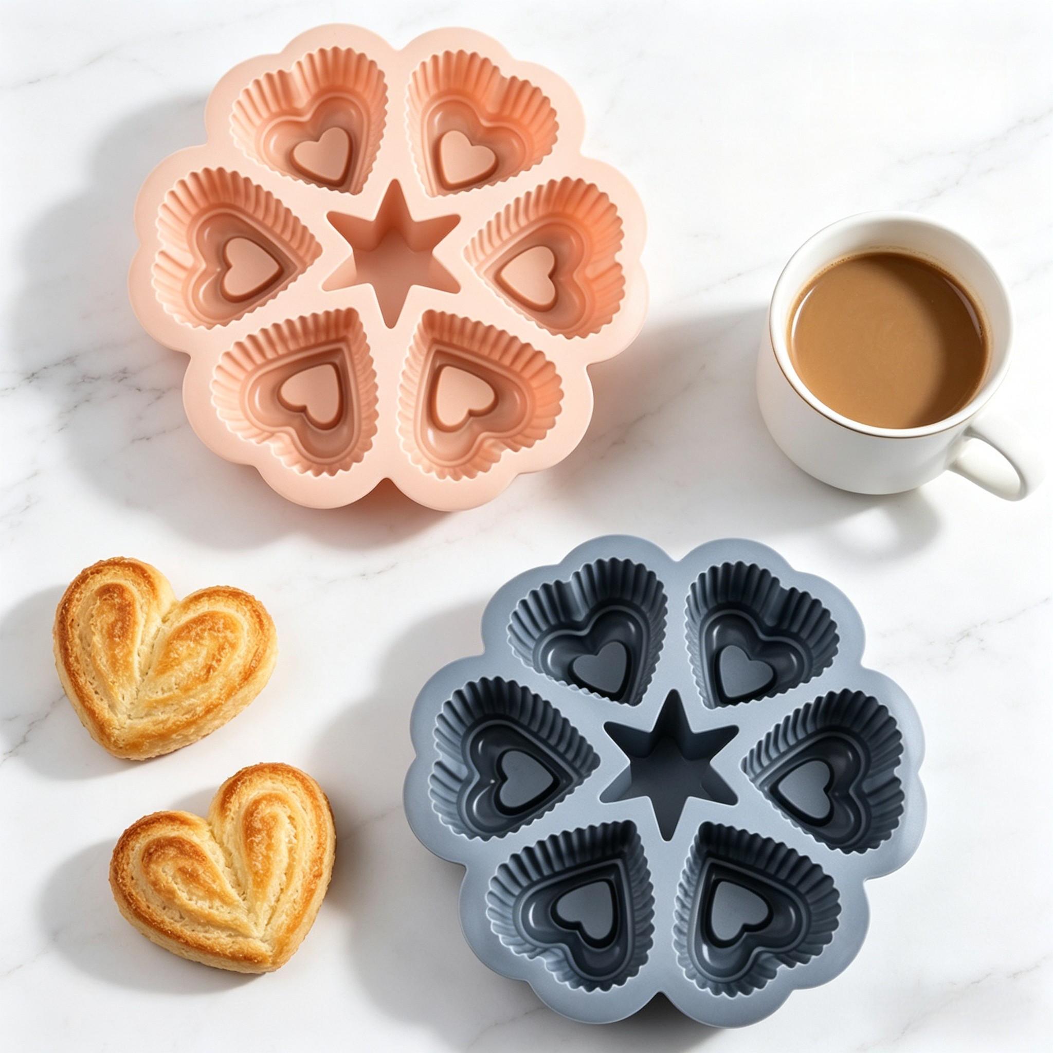 1PCS Silicone Heart-Shaped Baking Mold, Non-Stick Cake Chocolate Cookie Mold, High-Temperature Resistant, Easy to Clean, Durable, Perfect Gift