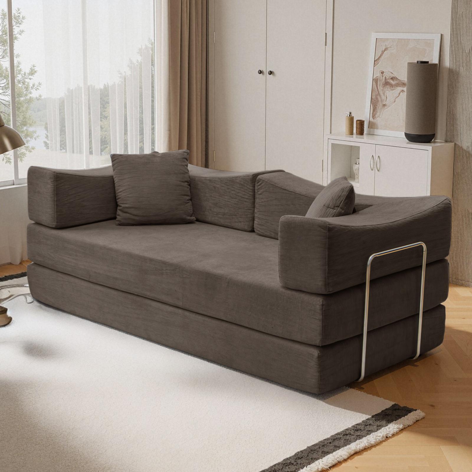 78.8'' Sofa Bed Cloud Couch Corduroy Upholstered Sectional Convertible Multi-Functional Floor Sofa for Living Room & Apartment Furniture