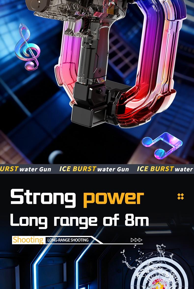 Electric Water Gun with LED Light, Automatic Squirter, Dazzling Outdoor Playtoy for Boys & Girls, Ideal Summer Accessory