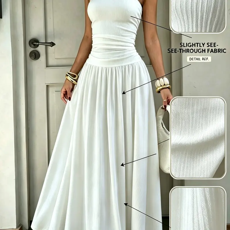 Women's Textured Knit Fashion Chic Sleeveless Long Cami Dress, Camisole Dress, Stylish Seamless Design, Perfect for Casual Wear & Daily, Everyday, Casual Dresses