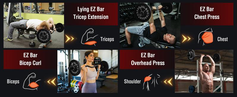 Olympic EZ Curl Bar 47” – 2 Inch Barbell for Biceps & Triceps, 700LB Capacity, Knurled Grip, Multi-Angle Wrist-Friendly Arm Training Bar for Home Gym Workout Equipment