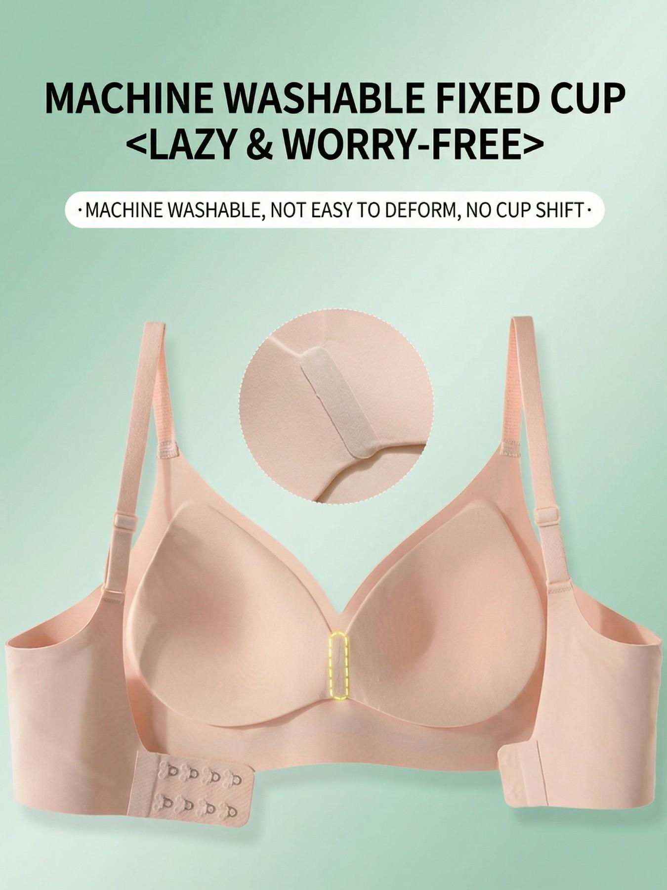 Women's Seamless Wireless Bra with Fixed Cups - Machine Washable, No Deformation & No Cup Shift, Comfort Support Everyday Bra