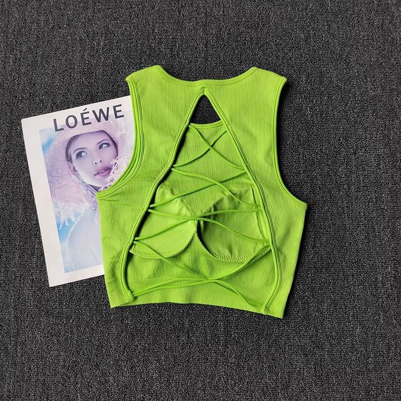 Fixed Cup Yoga Tank Top, Sexy Cross Back Outdoor Sports Gym Shirt, Sleeveless Running Outerwear, Women's Workout Clothing