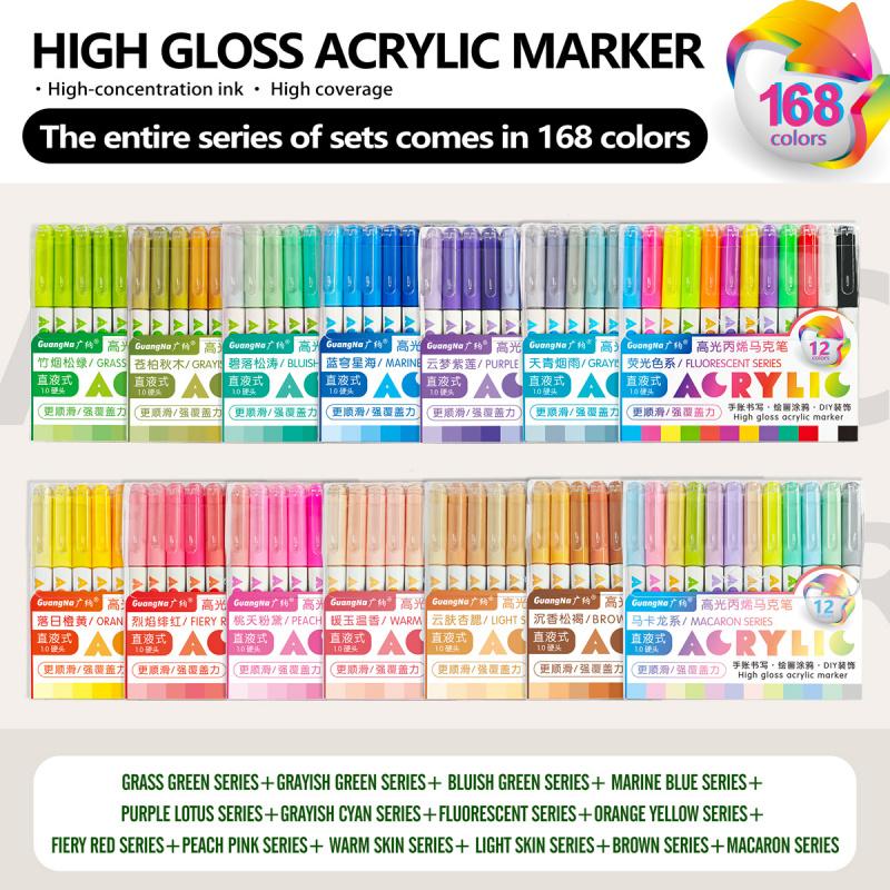 High Gloss Acrylic Paint Markers,1mm Bullet Nib Highlighter Acrylic Paint Pens,Bright Colors,Big Capacity ink,Wide Range of Uses,For Rock Painting, Canvas, Wood, Glass, Ceramic, Fabric, Plastic, Art Supplies, Coloring Book Markers