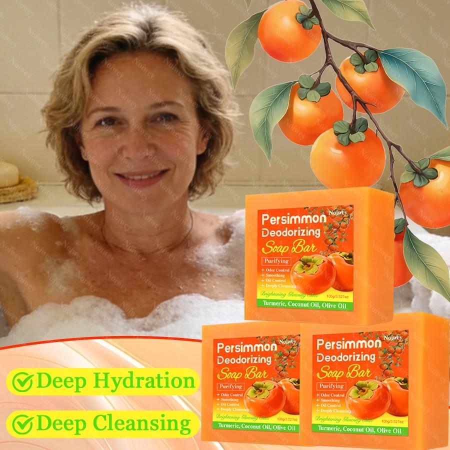 5pcs Persimmon Bar Soap, Cleanser, 48 hour odor control, Multi functional soap for Cleansing The Face, Body, Hands, Eliminates Body Odor, Deep Cleans, Controls Oil, Smooths And Refines The Skin, Provides Moisturizing, Hydrating Care