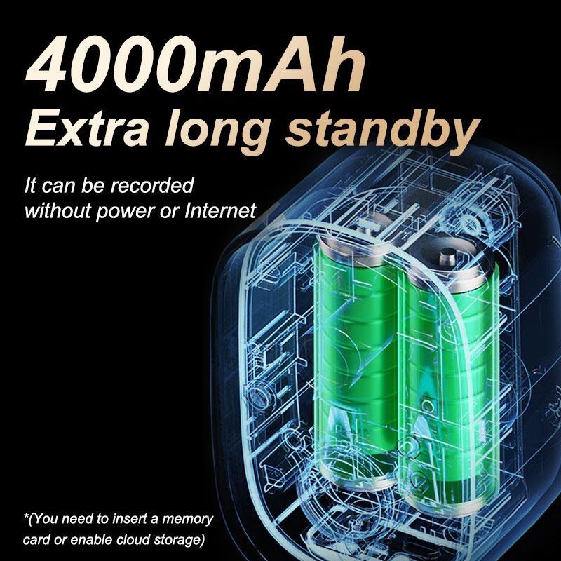 Wireless WiFi Security Camera, Battery Powered, 4000mah Capacity, Long Standby, Night Vision, Motion Detection, Home Monitoring for Seniors and Kids