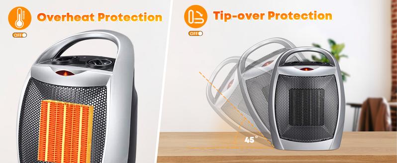 Space Heater,Electric Portable Heater Fan for Indoor Use 1500W/750W ETL Certified Ceramic Small Mini Heater with Thermostat, Home Dorm Office Desktop and kitchen,BLACK