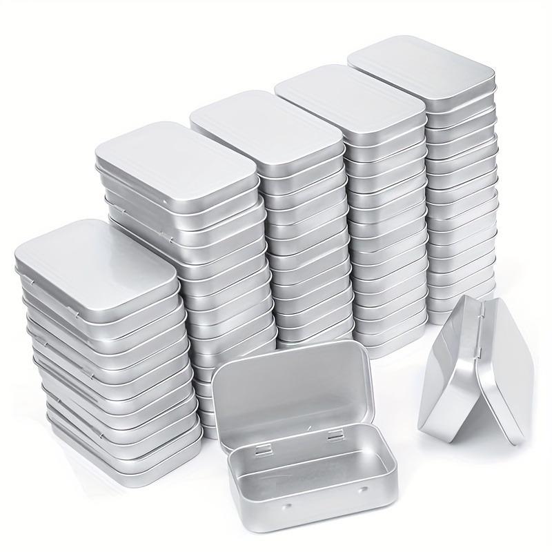12pcs Metal Rectangular Storage Tin Box, Mini Portable Empty Hinged Tin, Small Storage Container & Home Organizer, For Storage Drawing Pin Candies Jewelry Crafts, Home Organizer, Durable Metal Box