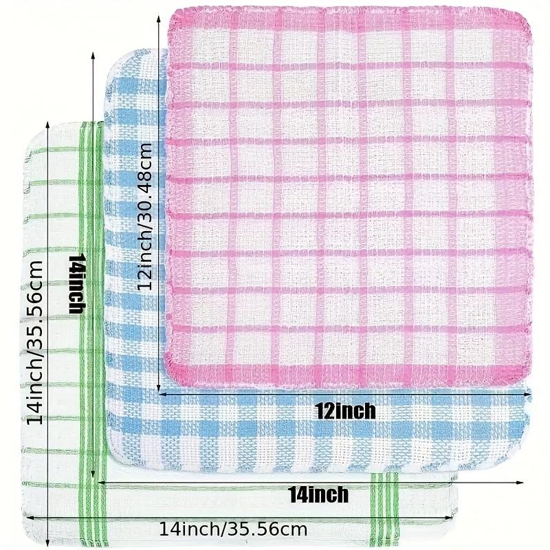 Pack of 12 cotton kitchen towels, for washing, cleaning, and wiping; household kitchen rags, multi-functional absorbent cotton dishcloths.