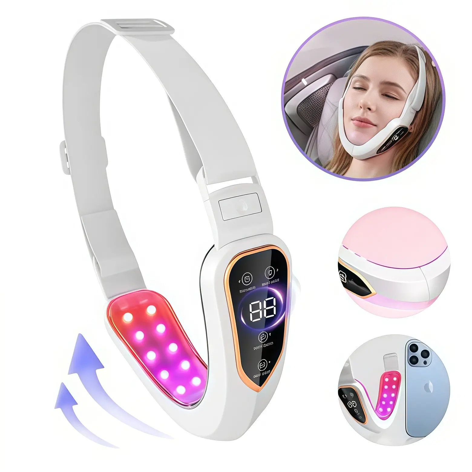 Home Color Light Facial Care Beauty Device, Electric Lifting Face Mask, Multi-Mode Chin Contouring Instrument, Adjustable Strap, Facial Care Tools