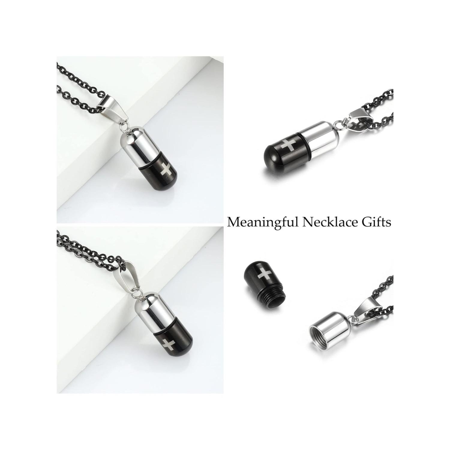3Pcs Stainless Steel Cremation Urn Pendant Necklace for Ashes Cross Necklace for Men Women Ashes Holder Memorial Keepsake Jewelry