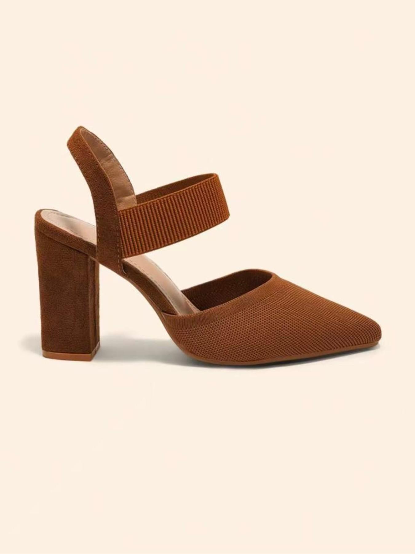 Women's Pointed Toe Block Heel High Heel, Elegant Fashion Classic Luxury Ladies' High Heeled Sandals, All-Season Fabric Shoes