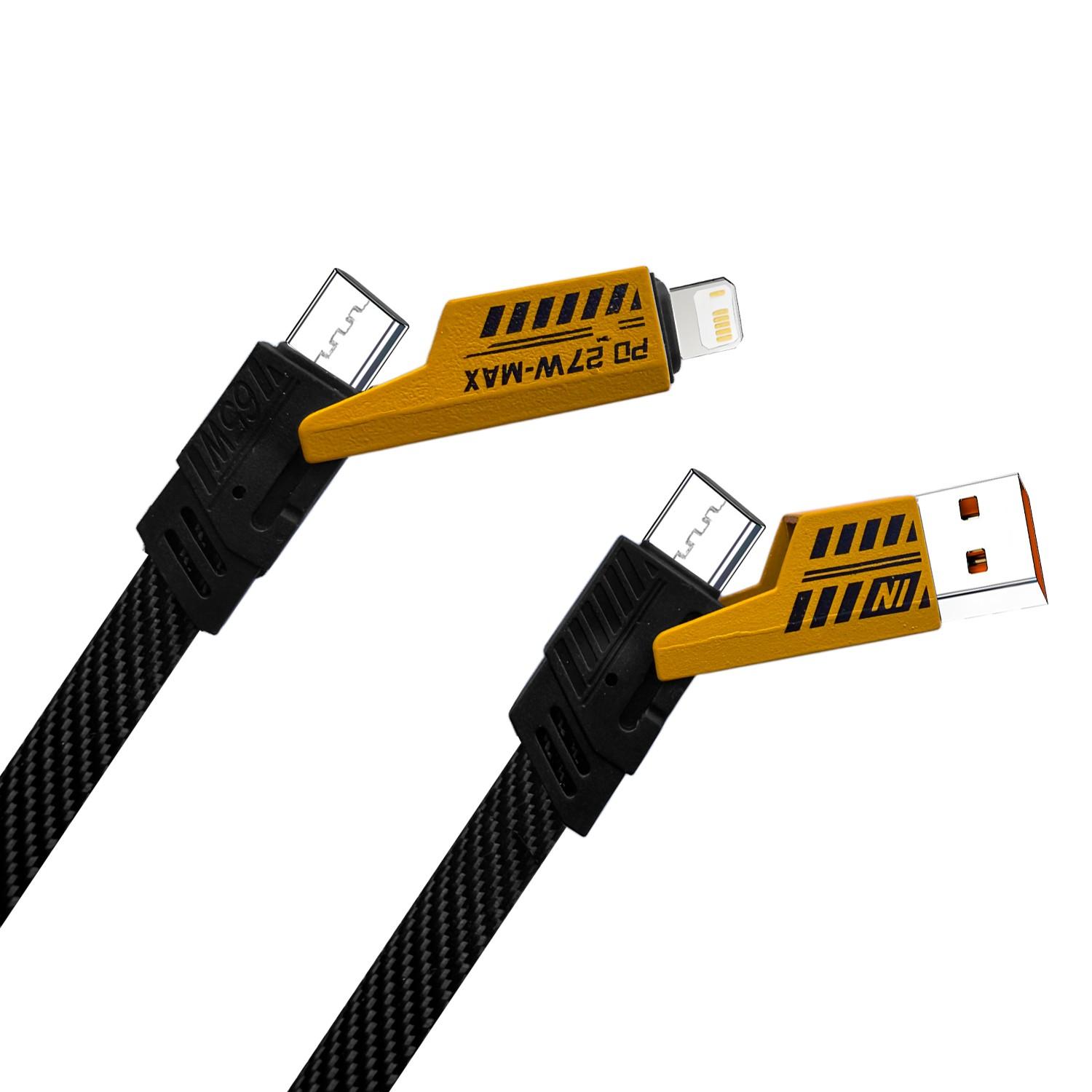 1/2/3pcs Wholesale Phone Dual Charging Cable, 65w USB PD to Type-C iOS Interface, Pd27w 2-In-1 Charger Data Cable, Fast Charging Cord
