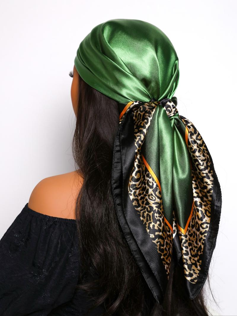 Women's Leopard Print Square Scarf, Fashionable Soft Comfortable Scarf for Daily Wear, Casual Versatile Scarf for Women & Girls