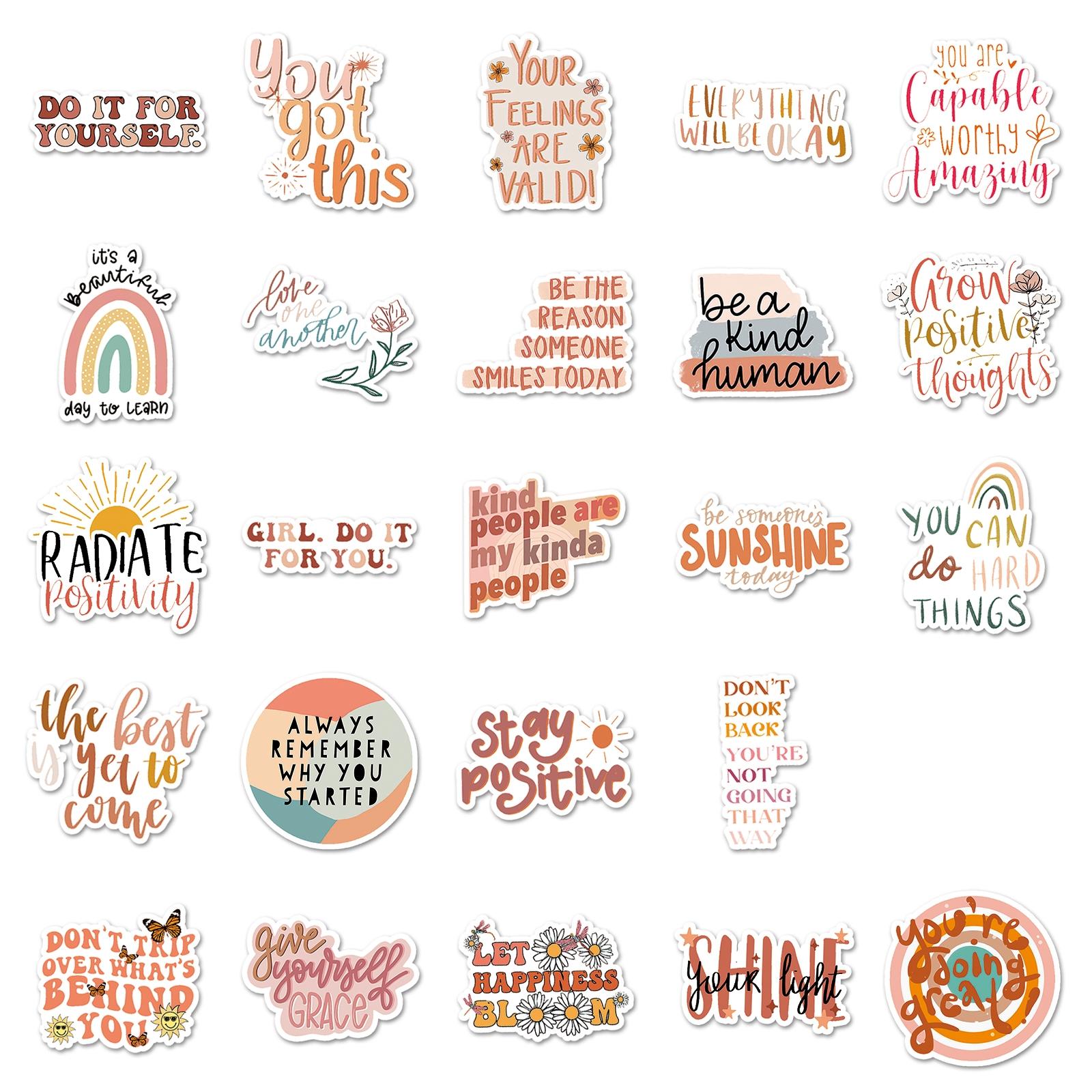 50-Piece Boho Inspo Sticker Pack - Motivational Decals for Cars & Phone Cases (Bohemian Doodles)