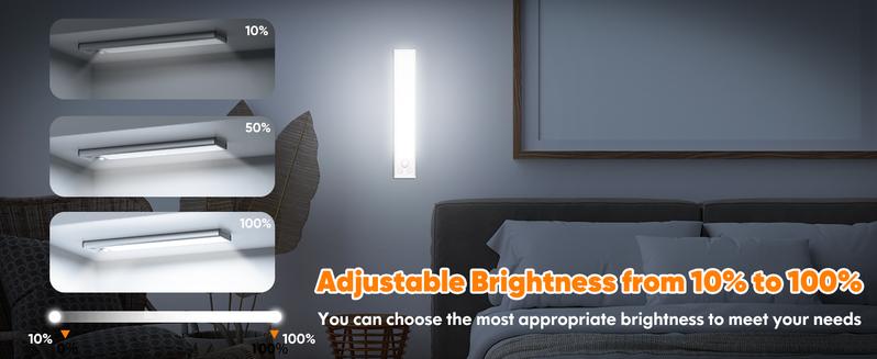 Closet Lights, 4 Pack LED Rechargeable Under Cabinet Lighting Wireless, 3 Color Temps Under Cabinet Lights, Dimmer Motion Sensor Light Indoor for Pantry,Christmas Decorations， Kitchen, Bedroom,  (4 Pcs)