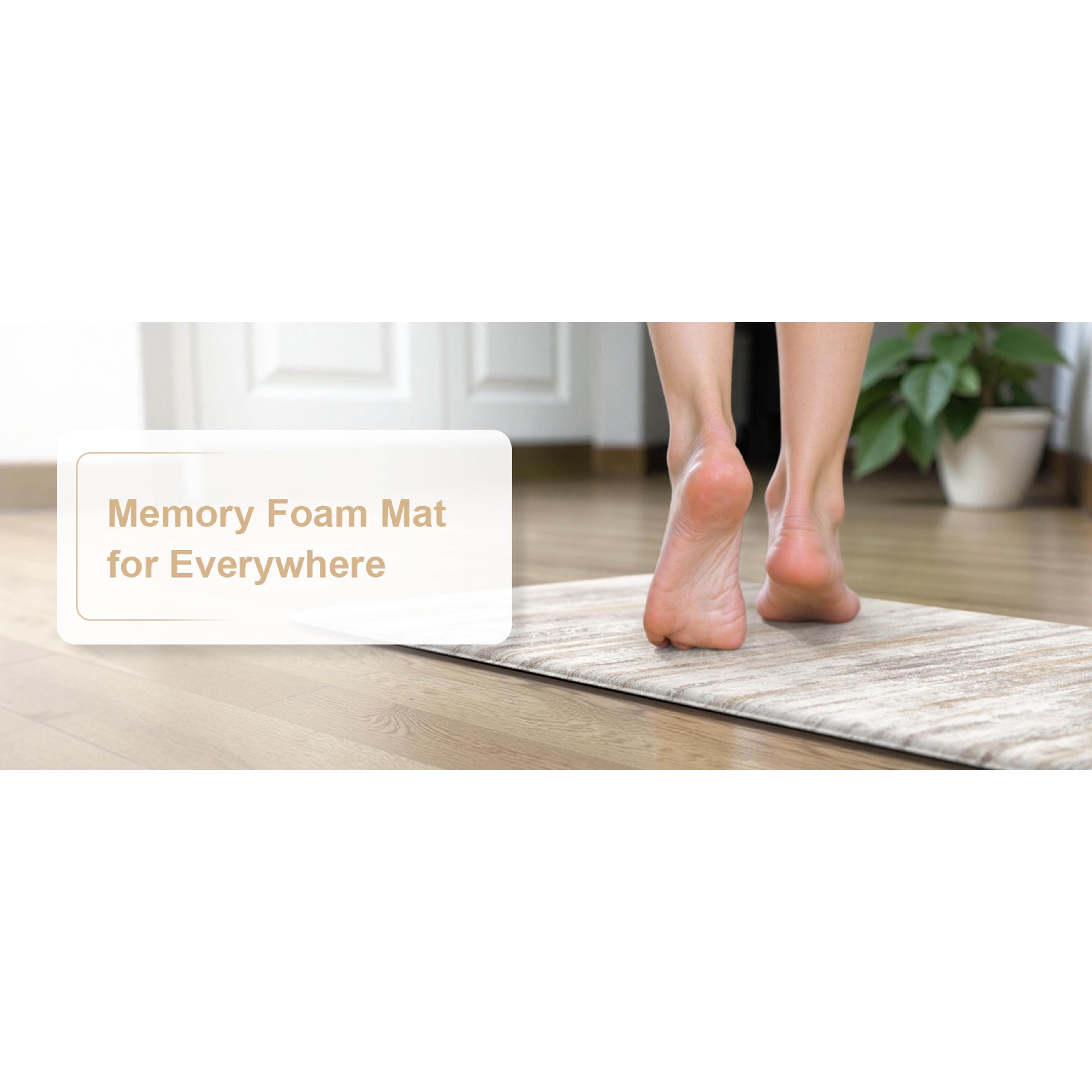 Anti Fatigue Kitchen Mats for Floor 2 Piece, Cushioned Abstract Kitchen Rugs,Memory Foam Kitchen Floor Mats, Standing Desk Mats for Laundry, Office, Sink Light Brown Multi 17"x47"+17"x29"