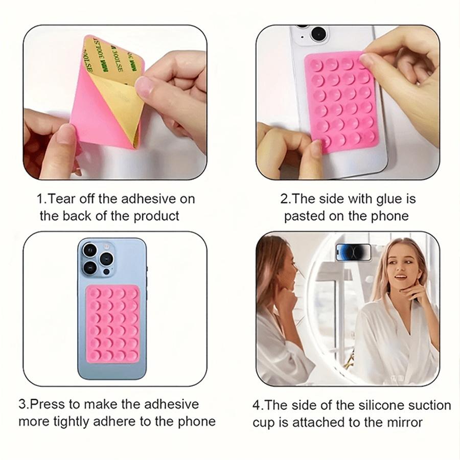 10Pcs Silicone Suction Pad For Mobile Phone Fixture Suction Cup Backed Adhesive Silicone Rubber Sucker Pad For Fixed Mount Accessories Cellphone