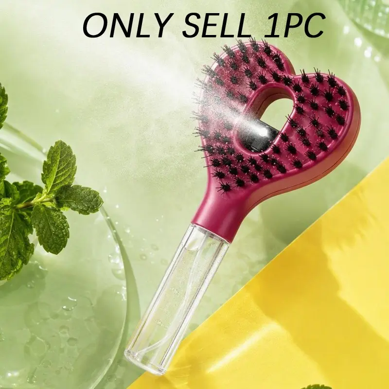 Heart-Shaped Spray Hair Comb, Moisturizing & Smoothing, Fits Hair Oils/nutrients, Portable for All Hair Types, Women's Home Travel Use, Hair Styling Combs