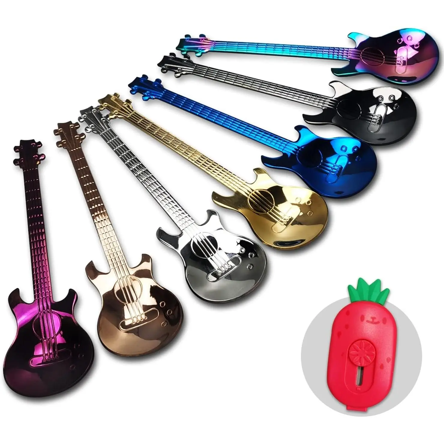 Stainless Steel Colorful Dessert Spoons Coffee Teaspoons Set, Cute Demitasse Tea Scoop for Stirring Drink Mixing Milkshake Jam