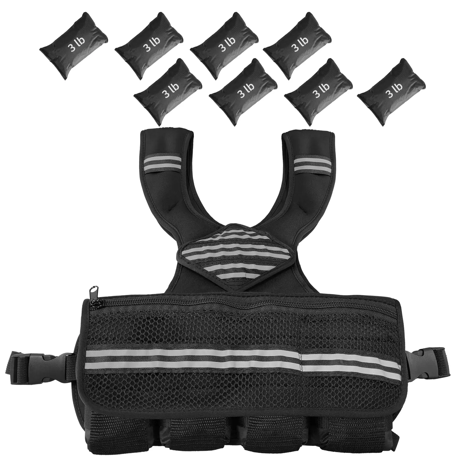 Adjustable Weighted Vest for Women Men,Weighted Walking Vest with Reflective Strips and Mesh Pockets,Strength Training Weight Vests for Running GYM Home Workout