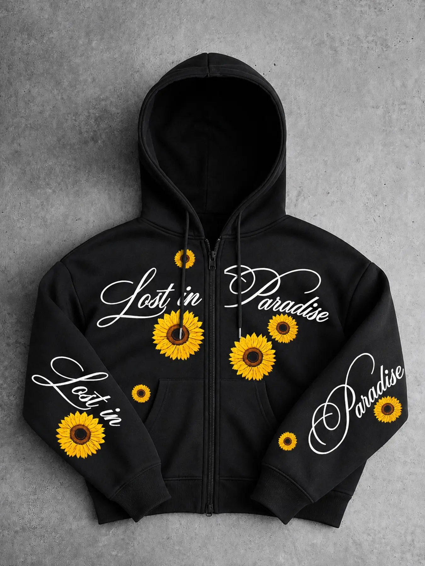 Men's Streetwear Spring Casual Graphic Zip-Up Hoodie, Long Sleeve Loose-Fit Sunflower Print Sweatshirt, Y2K Style Jacket