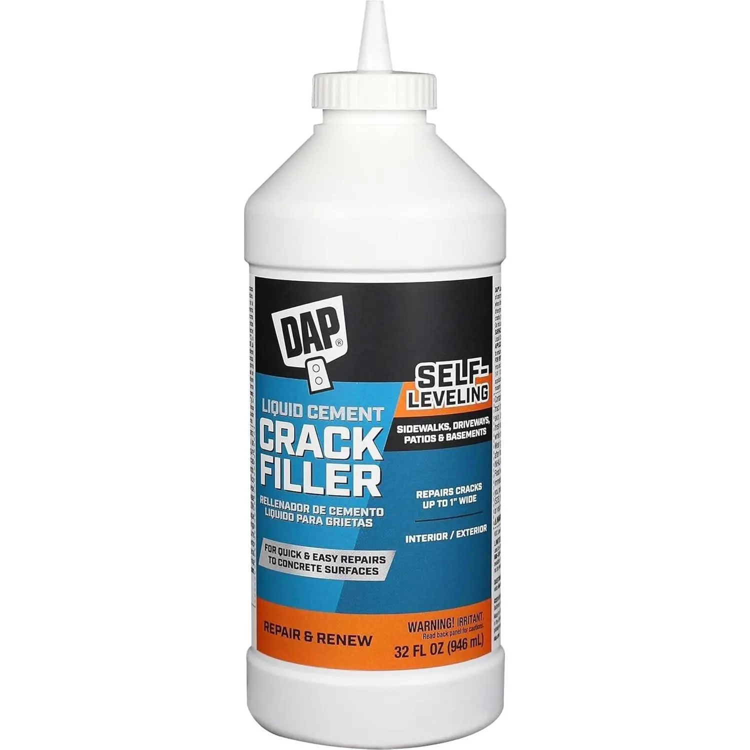 DAP Self-Leveling Liquid Cement Crack Filler - DAP Products, Ready-to-Use, Gray, 32 Oz (946ml), 7079837584