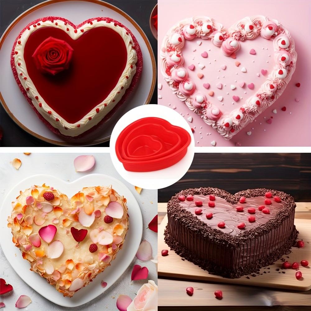 2 Piece Heart Shaped Cake Pans, 7 Inch Silicone Heart Cake Molds, Perfect for Valentine's Day, Small Heart Baking Mold Set