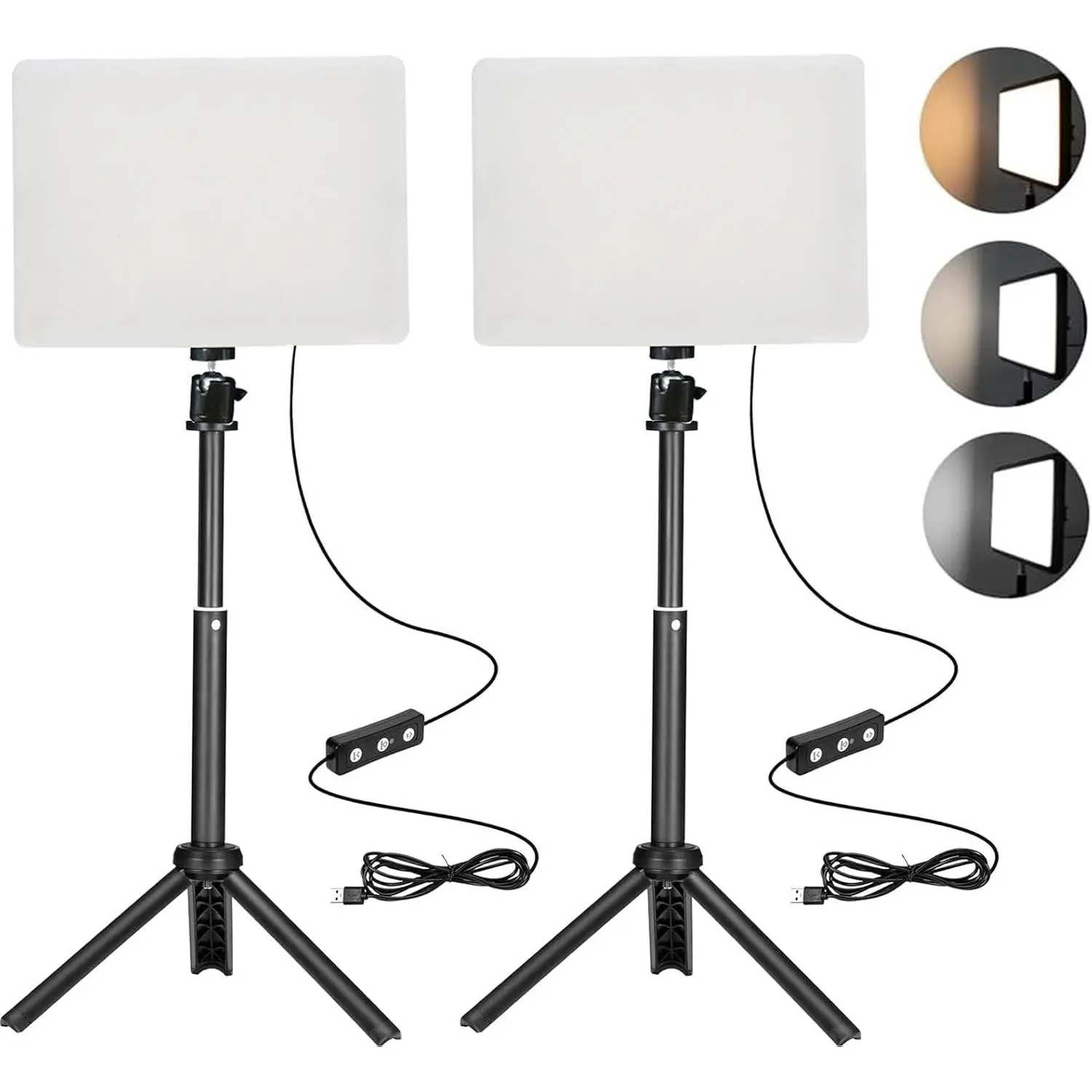 2 Pack LED Photo Lighting Kit with Stand, 2800-6500K Dimmable Lights for Product Photography, 12" Background Lights for Streaming, Video Recording, Food Picture, Content Creators