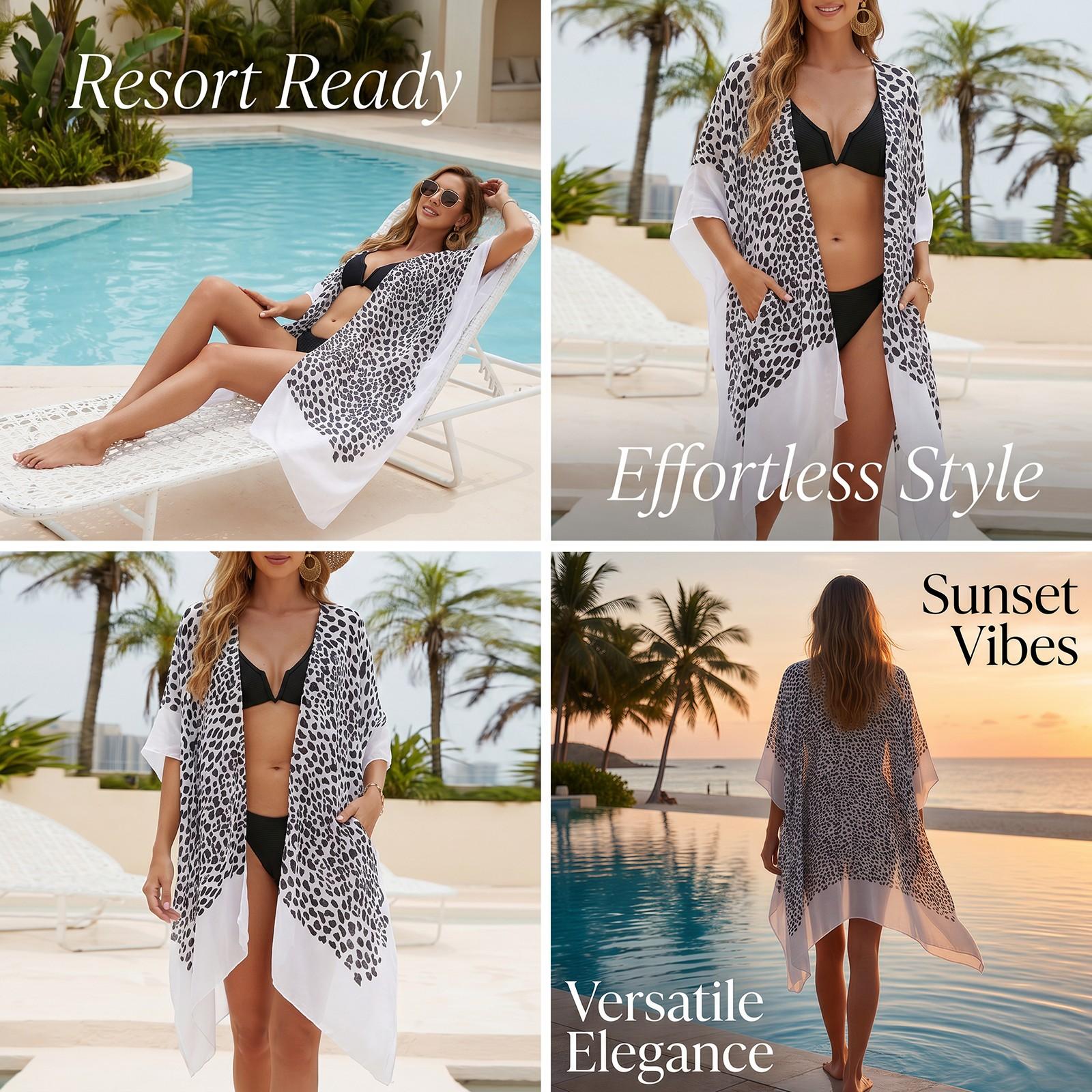 Leopard Print Lightweight Beach Towel, Chiffon Travel Towel Wrap, Soft Decorative Beach Blanket, Reusable, One Size, Pool, Spa, Shower, Outdoor Use