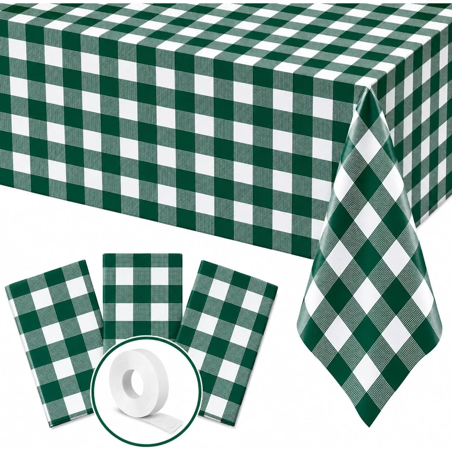 Green Gingham (Pack of 3)