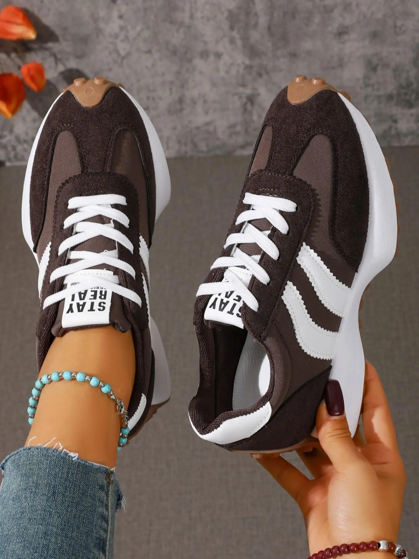 Women's Thick Sole Casual Shoes, Casual Sneaker Trainer, Comfortable Sporty Footwear for Daily Wear, Stylish and Durable Athletic Sneakers for Women