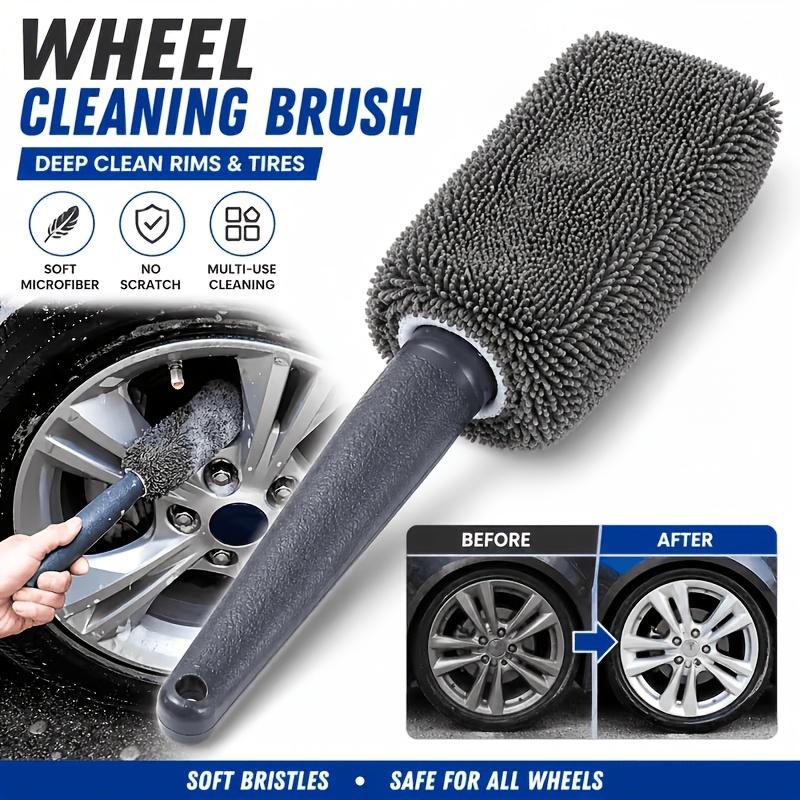 2PCS Ultra-fine Fiber Car Wheel Cleaning Brush, Scratch Free Wheel & Tire Brush, Bendable Deep Cleaning Tool, Suitable for Cars, Trucks, SUVs, Motorcycles - Ergonomic Handle, Washable, Reusable, Auto Detailing Supplies