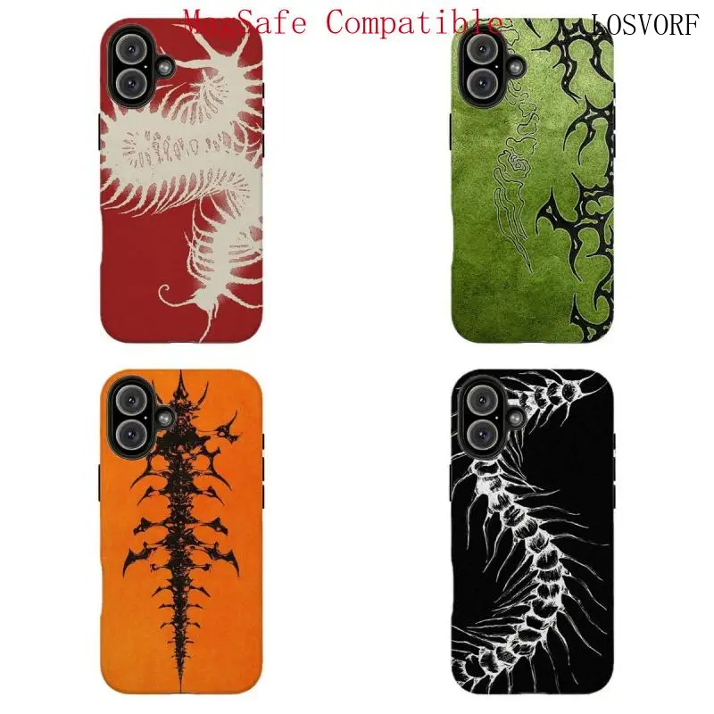[Magnetic Compatible]Vintage Textured Red/Green/Orange Base Bug Cover |   Y2K Weirdcore Vibe  , For iPhone 11 12 13 14 15 16 17 Pro Max For Samsung S26 S25 S24 S23 S22-Gift For Her/Him/Anime lovers