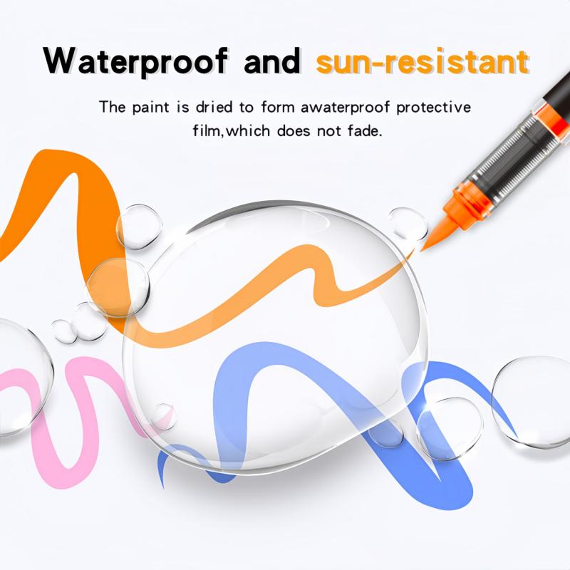 Acrylic Paint Markers Set, With Foldable Triangle Storage,Acrylic Paint Pens Brush Tip for Rock Painting, Wood, Glass, Stone, Canvas, Ceramic, Fabric,DIY Craft,Art Supplies for Adults,Art Mrkers