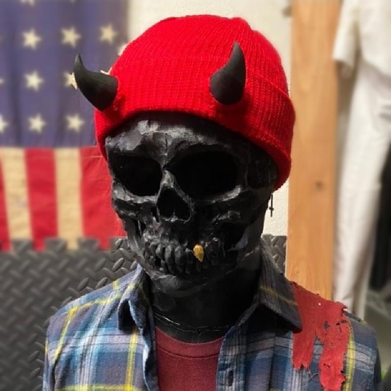 Unisex Reversible Knit Beanie Skull Cap - 1 Pack Soft Stretch Acrylic Warm Winter Headwear with 3D Devil Horns, Multi Color Options, Streetwear Style, Ideal for Halloween Cosplay, Outdoor Skiing
