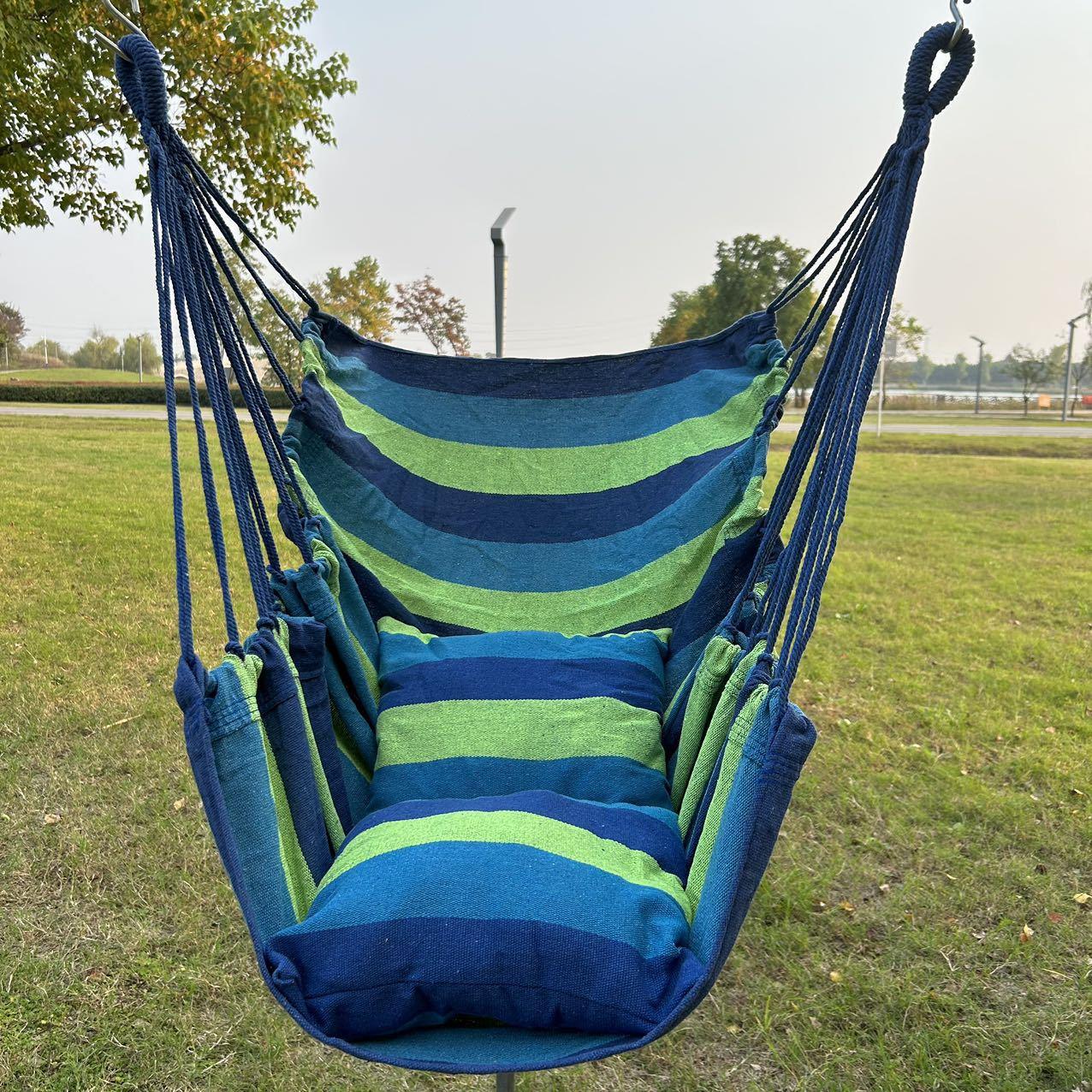 1pc Hanging Bed Swing Seat, Foldable Hammock Chair, Colorful Striped Comfortable Swing Chair, Best Camping Gear Outdoor