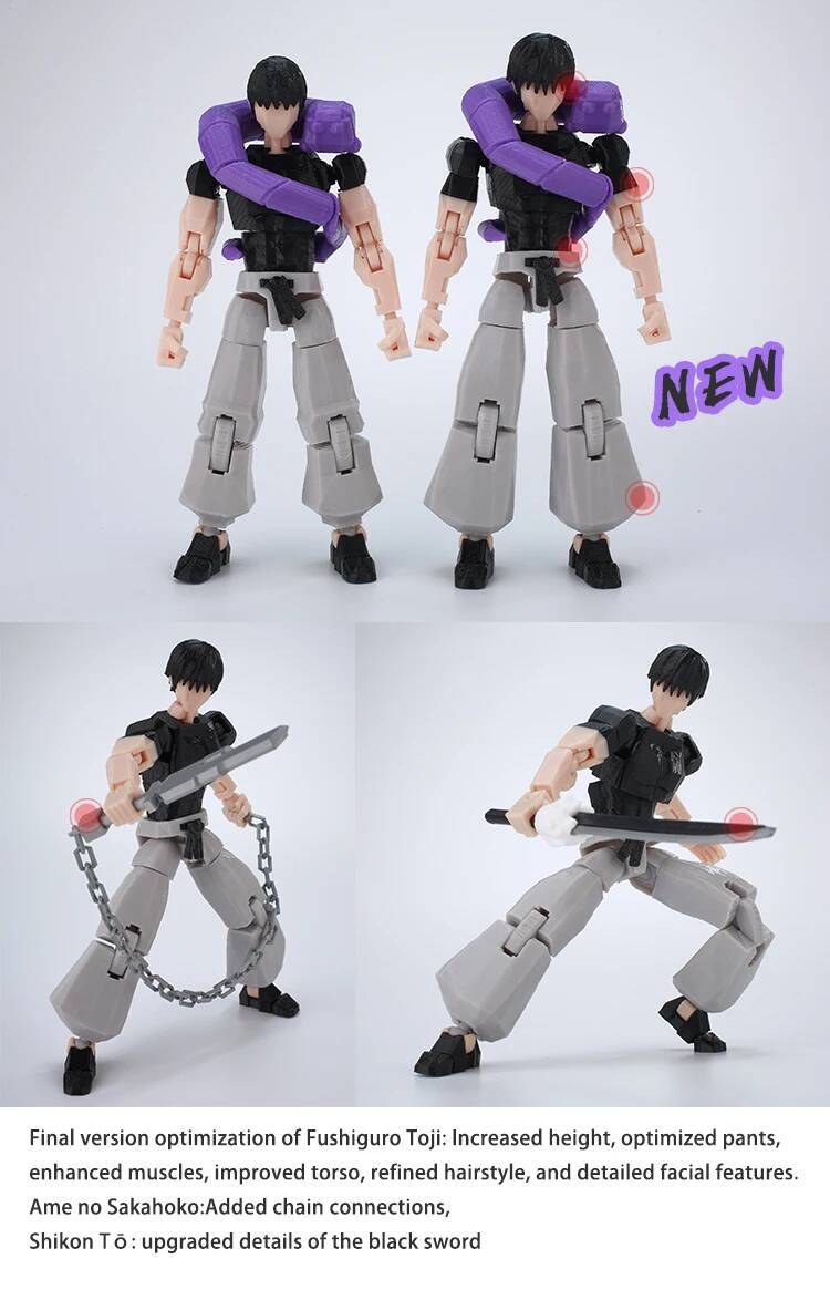 9L3D Printed Anime Jujutsu Kaisen Sukuna Yuji Yuta Satoru Gojo Lucky Dummy 13 Movable Shapeshift Action Figures Mannequin Toys