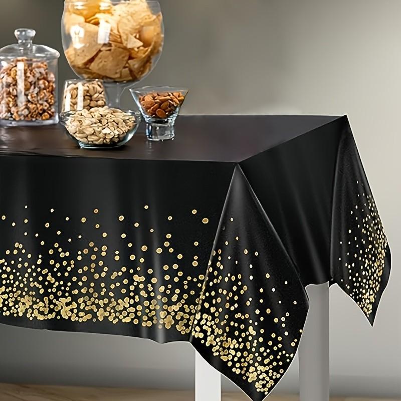 4PCS/set Disposable Party Table Cloths, Golden Dot Tablecloths | Plastic Tablecloth | Paper Tablecloth for BBQ, Party, Fine Dining, Birthday Parties Wedding Anniversary Baby Shower，party decoration