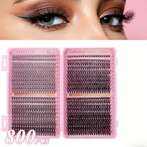 800 PCS DIY Cluster Lashes Kit 10D 20D 30D 40D, Mixed Length 10-18mm Individual Lash Extensions, Soft Lightweight Reusable Eyelash Bundles